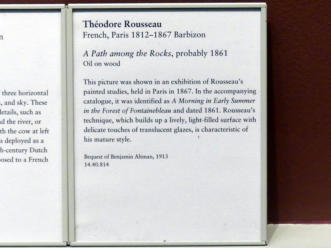 Théodore Rousseau (1827–1862), Weg zwischen den Felsen, New York, Metropolitan Museum of Art (Met), Saal 802, 1861, Bild 2/2