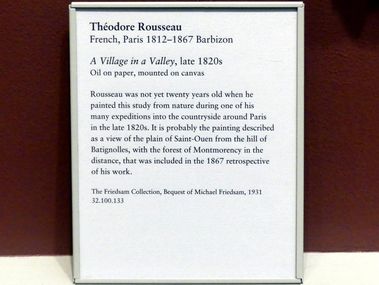 Théodore Rousseau (1827–1862), Dorf in einem Tal, New York, Metropolitan Museum of Art (Met), Saal 802, um 1825–1830, Bild 2/2