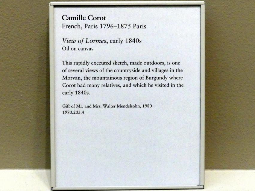 Jean-Baptiste Camille Corot (1823–1874), Blick auf Lormes, New York, Metropolitan Museum of Art (Met), Saal 803, um 1840–1845, Bild 2/2