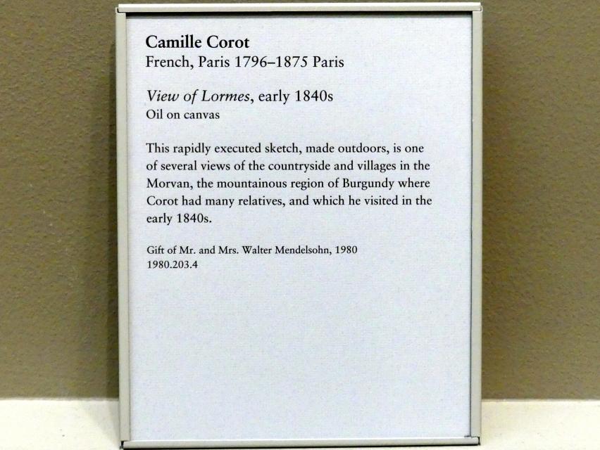 Jean-Baptiste Camille Corot (1823–1874), Blick auf Lormes, New York, Metropolitan Museum of Art (Met), Saal 803, um 1840–1845, Bild 2/2