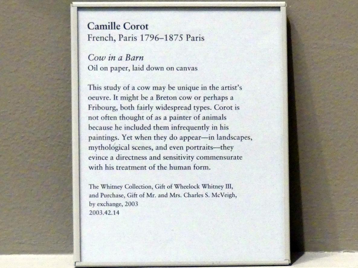Jean-Baptiste Camille Corot (1823–1874), Kuh in einer Scheune, New York, Metropolitan Museum of Art (Met), Saal 803, Undatiert, Bild 2/2