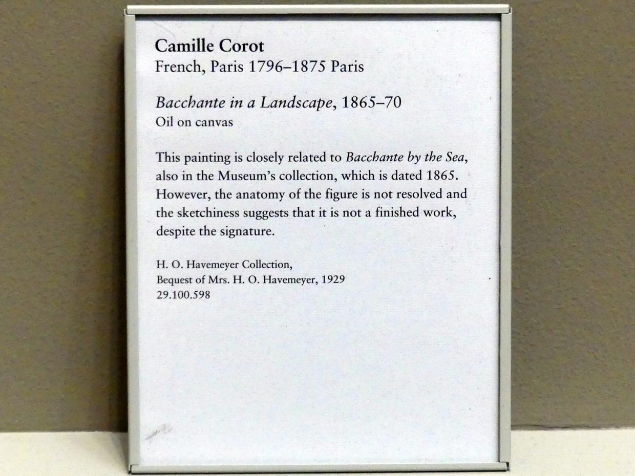 Jean-Baptiste Camille Corot (1823–1874), Bacchantin in einer Landschaft, New York, Metropolitan Museum of Art (Met), Saal 803, um 1865–1870, Bild 2/2