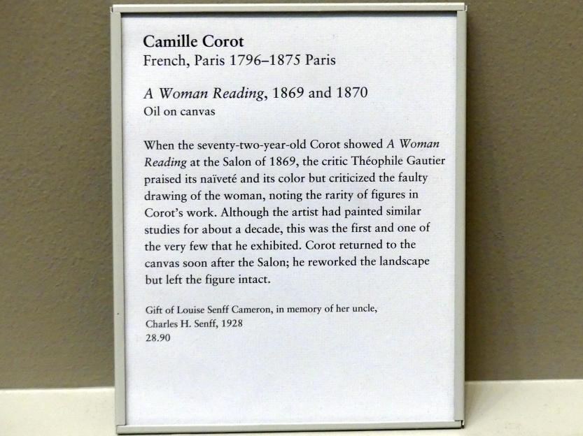 Jean-Baptiste Camille Corot (1823–1874), Frau beim Lesen, New York, Metropolitan Museum of Art (Met), Saal 803, 1869–1870, Bild 2/2