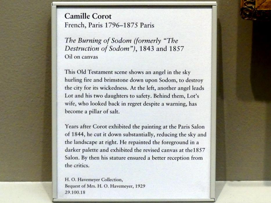 Jean-Baptiste Camille Corot (1823–1874), Das brennende Sodom, New York, Metropolitan Museum of Art (Met), Saal 803, 1857, Bild 2/2