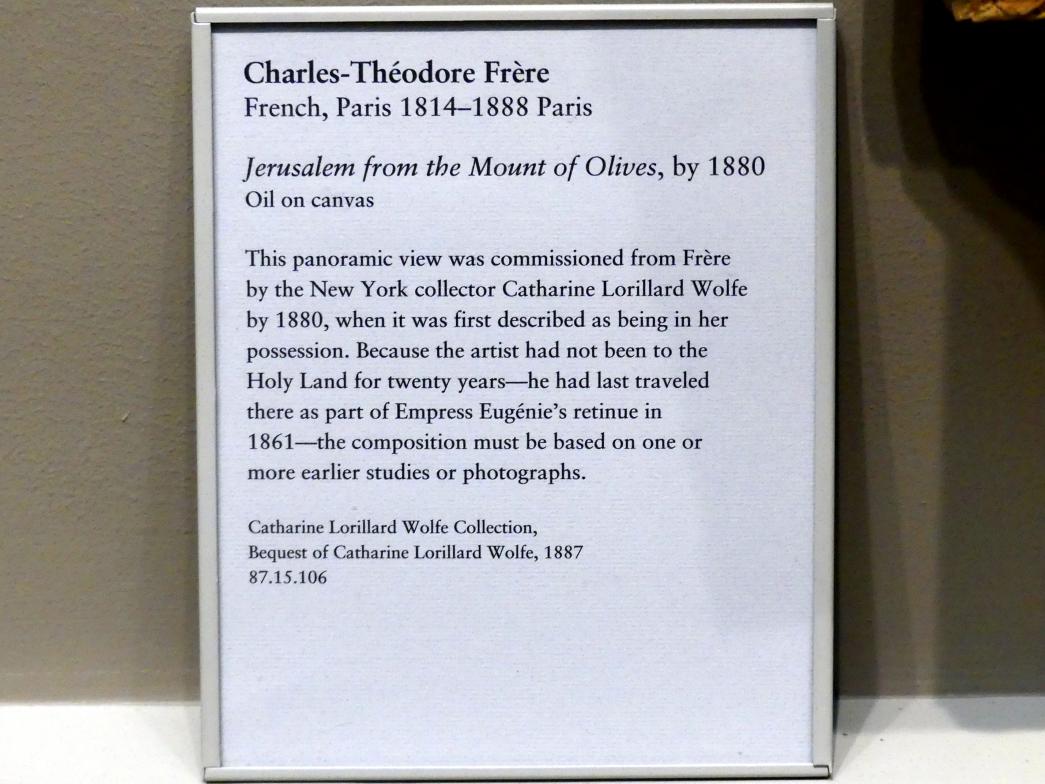 Charles Théodore Frère (1879), Blick vom Ölberg auf Jerusalem, New York, Metropolitan Museum of Art (Met), Saal 804, vor 1880, Bild 2/2