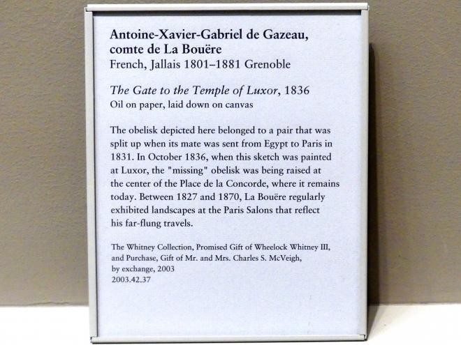 Antoine-Xavier-Gabriel de Gazeau, Comte de La Bouëre (1833–1836), Das Tor zum Luxor-Tempel, New York, Metropolitan Museum of Art (Met), Saal 804, 1836, Bild 2/2