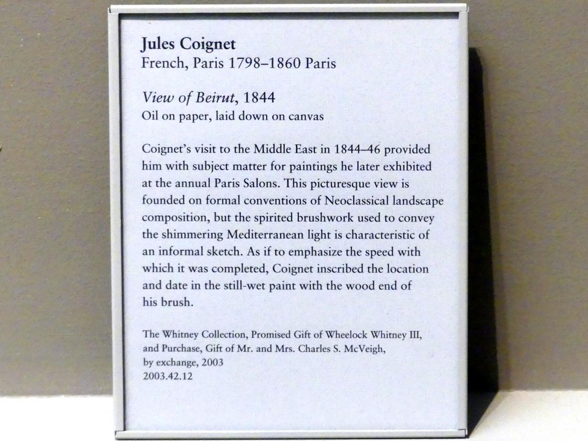Jules Coignet (1843–1844), Blick auf Beirut, New York, Metropolitan Museum of Art (Met), Saal 804, 1844, Bild 2/2