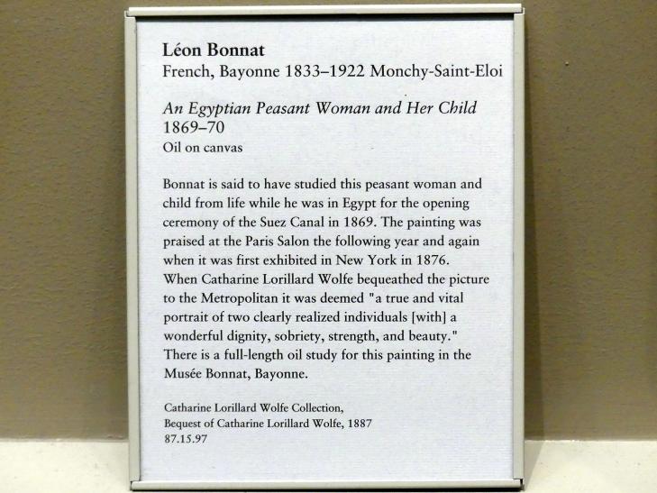 Léon Bonnat (1869–1880), Ägyptische Bäuerin mit ihrem Kind, New York, Metropolitan Museum of Art (Met), Saal 804, 1869–1870, Bild 2/2