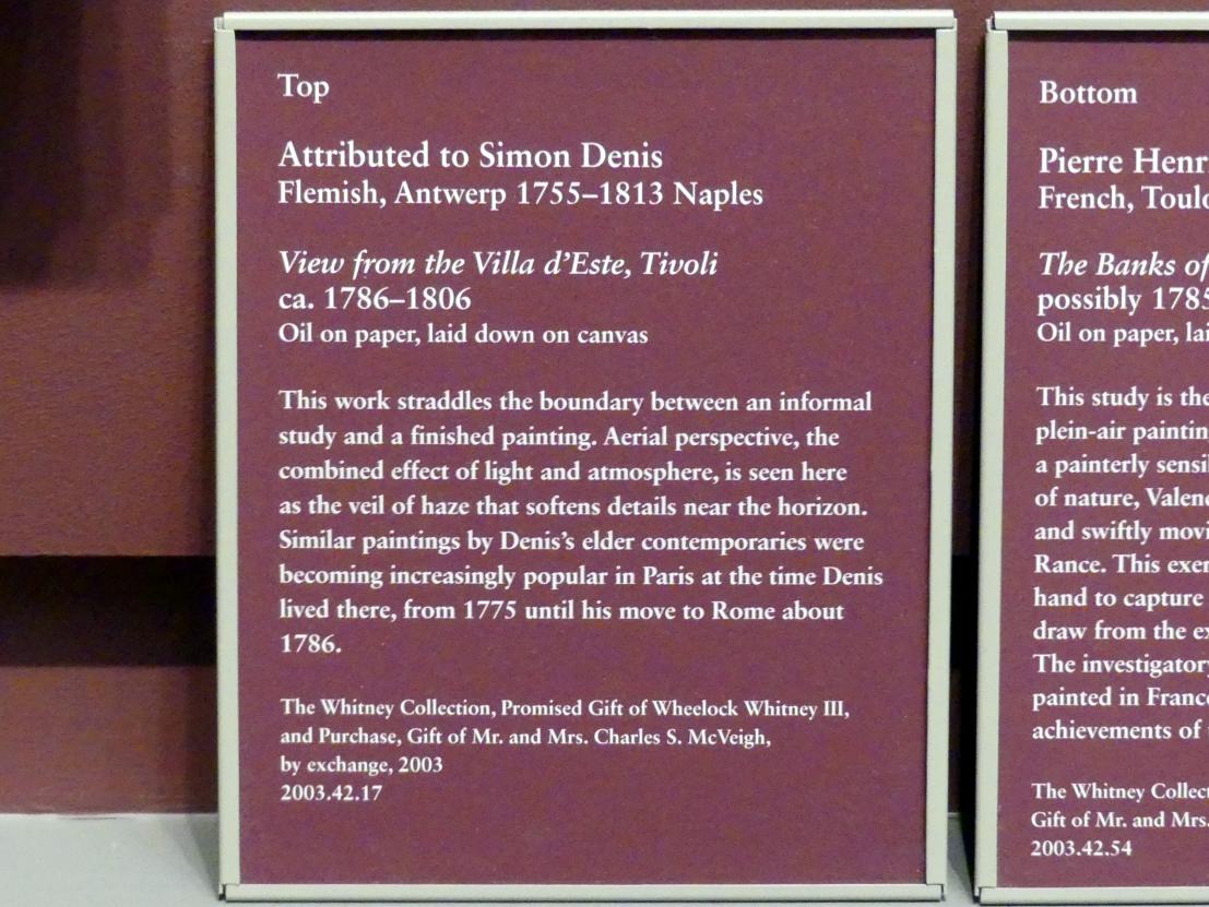 Simon Denis (1787–1800), Blick von der Villa d'Este, Tivoli, New York, Metropolitan Museum of Art (Met), Saal 805, um 1786–1806, Bild 2/2