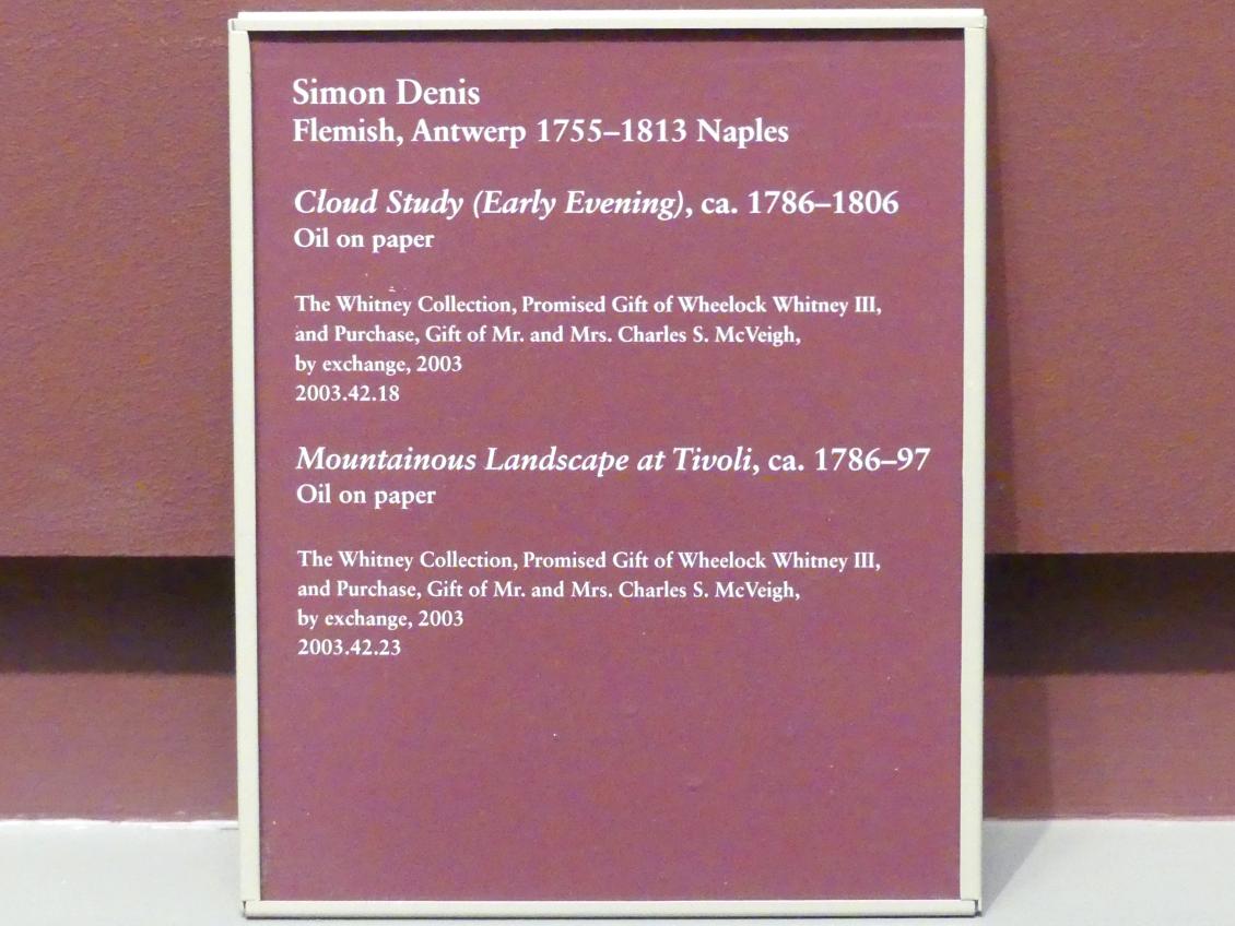 Simon Denis (1787–1800), Wolkenstudie (früher Abend), New York, Metropolitan Museum of Art (Met), Saal 805, um 1786–1806, Bild 2/2