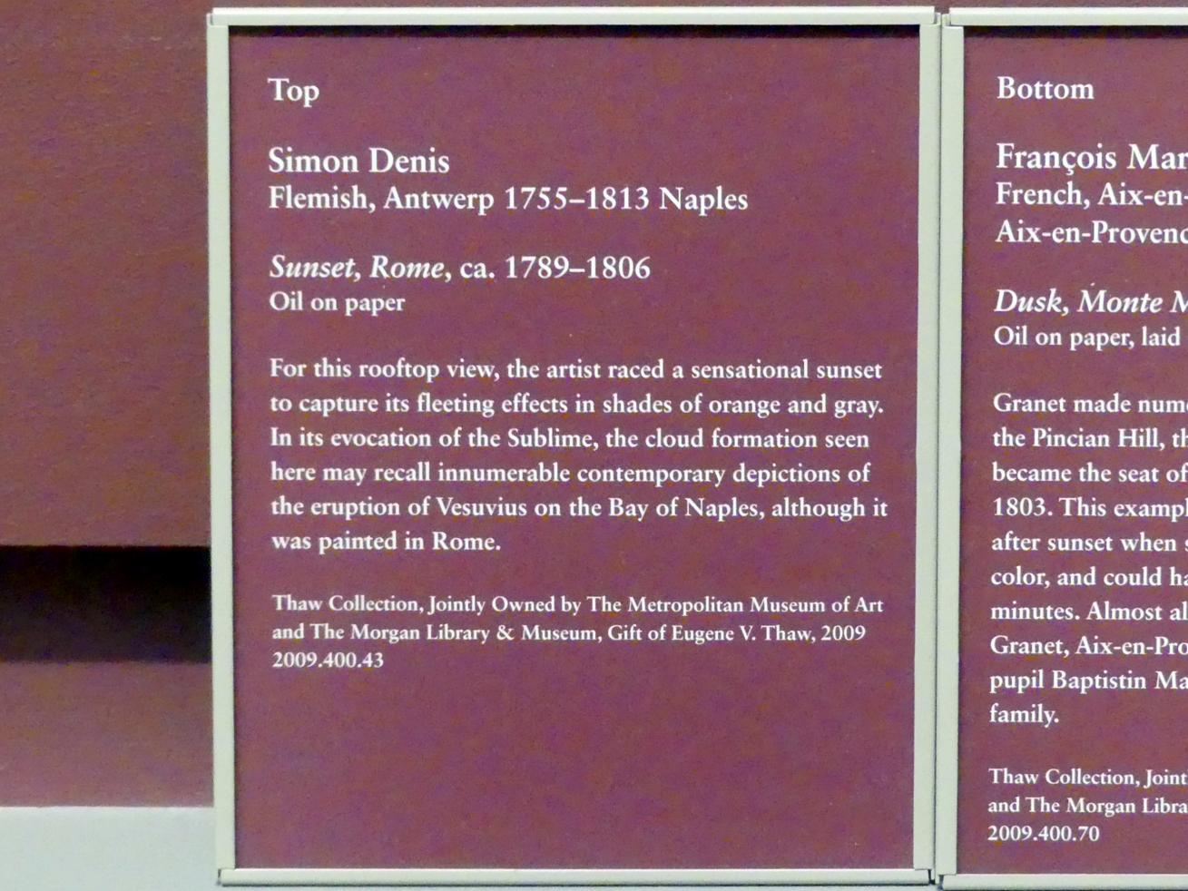 Simon Denis (1787–1800), Sonnenuntergang bei Rom, New York, Metropolitan Museum of Art (Met), Saal 805, um 1789–1806, Bild 2/2