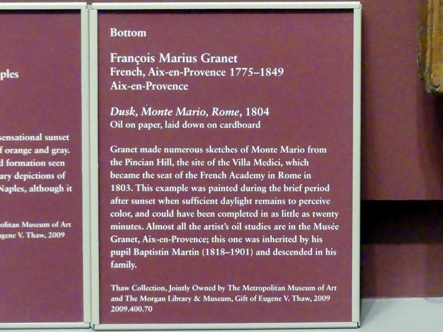 François-Marius Granet (1804–1830), Abenddämmerung am Monte Mario, Rom, New York, Metropolitan Museum of Art (Met), Saal 805, 1804, Bild 2/2