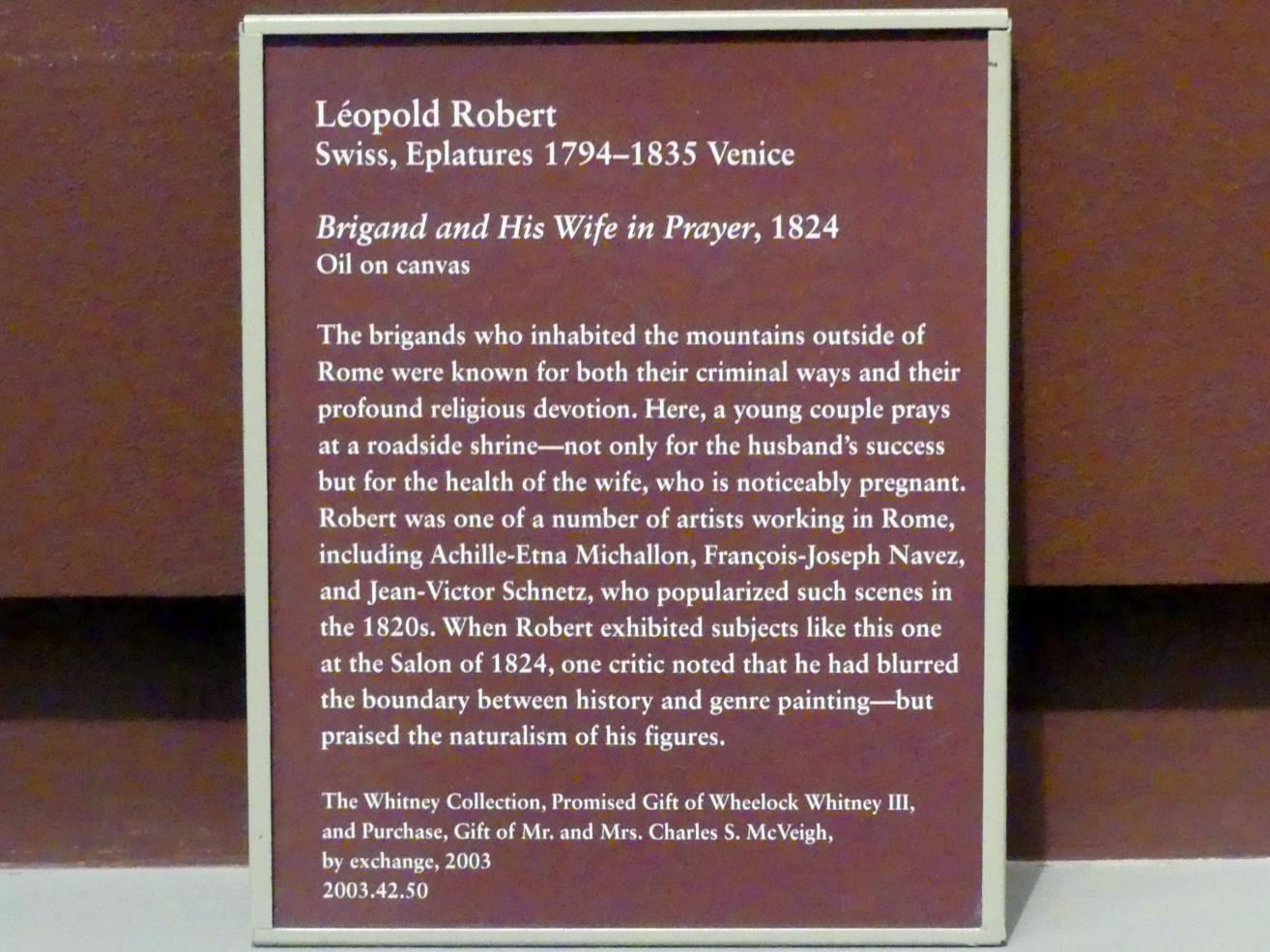 Louis Léopold Robert (1824–1826), Ein Bandit und seine Frau im Gebet, New York, Metropolitan Museum of Art (Met), Saal 806, 1824, Bild 2/2