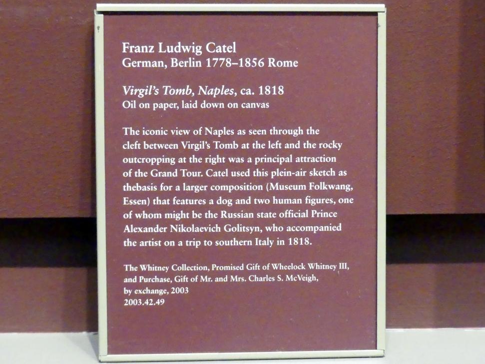 Franz Ludwig Catel (1818–1852), Vergils Grab, Neapel, New York, Metropolitan Museum of Art (Met), Saal 806, um 1818, Bild 2/2