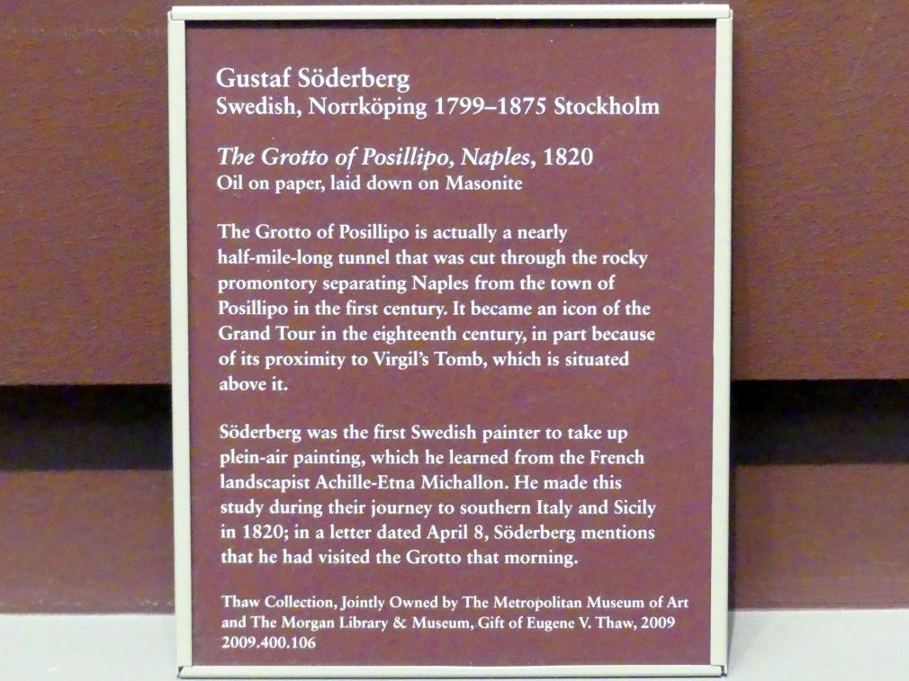 Gustaf Söderberg (1820–1821), Grotta di Pozzuoli, Neapel, New York, Metropolitan Museum of Art (Met), Saal 806, 1820, Bild 2/2