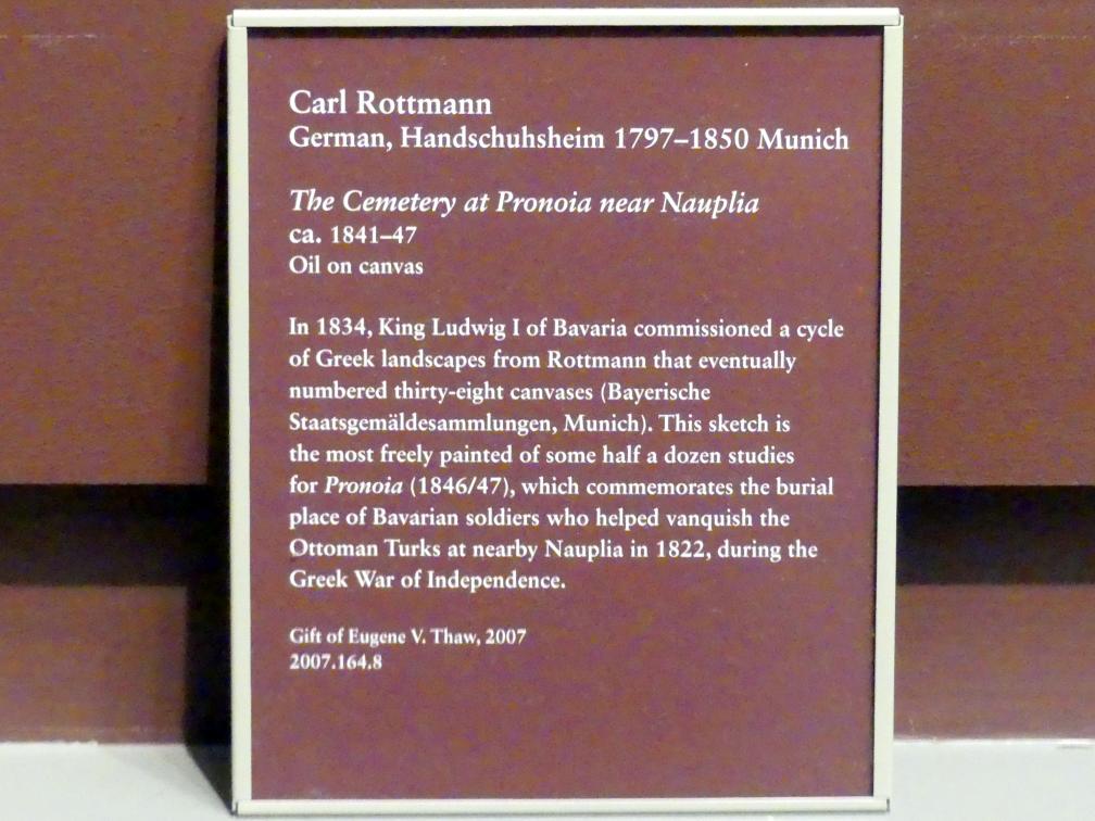 Carl Rottmann (1823–1849), Der Friedhof in Pronoia bei Nauplia, New York, Metropolitan Museum of Art (Met), Saal 806, um 1841–1847, Bild 2/2