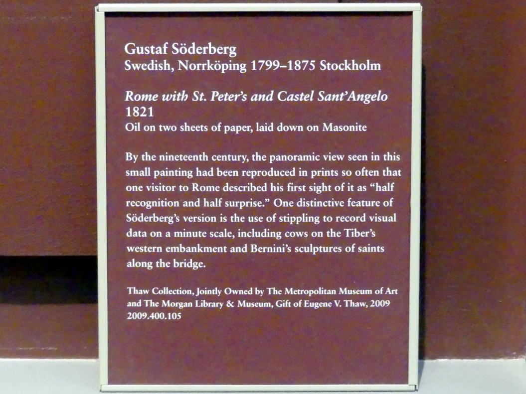 Gustaf Söderberg (1820–1821), Rom mit dem Petersdom und der Engelsburg, New York, Metropolitan Museum of Art (Met), Saal 806, 1821, Bild 2/2