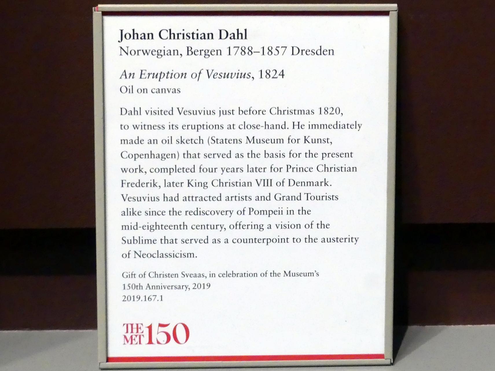 Johan Christian Clausen Dahl (1815–1852), Der Ausbruch des Vesuv, New York, Metropolitan Museum of Art (Met), Saal 807, 1824, Bild 2/2