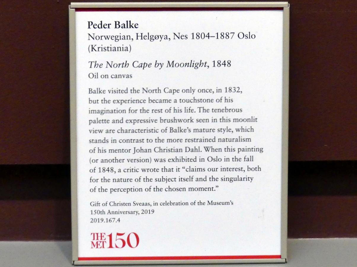 Peder Balke (1848), Das Nordkap bei Mondschein, New York, Metropolitan Museum of Art (Met), Saal 807, 1848, Bild 2/2