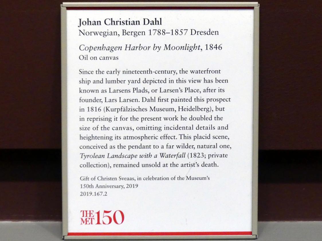 Johan Christian Clausen Dahl (1815–1852), Kopenhagener Hafen bei Mondschein, New York, Metropolitan Museum of Art (Met), Saal 807, 1846, Bild 2/2