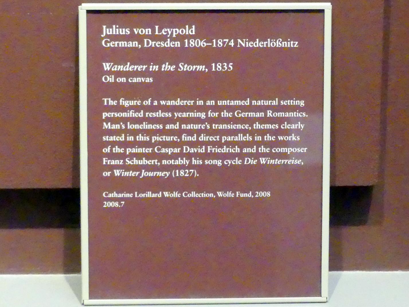 Julius von Leypold (1824–1835), Wanderer im Sturm, New York, Metropolitan Museum of Art (Met), Saal 807, 1835, Bild 2/2
