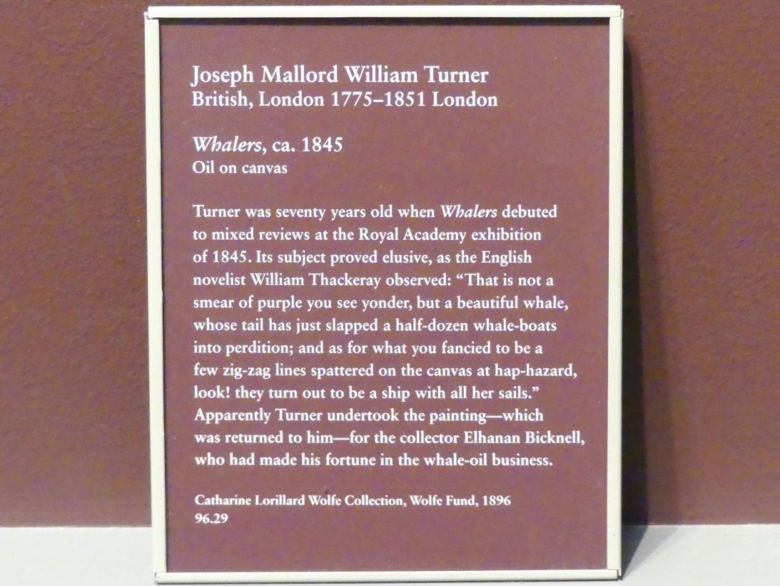 William Turner (Joseph Mallord William Turner) (1801–1845), Walfänger, New York, Metropolitan Museum of Art (Met), Saal 808, um 1845, Bild 2/2
