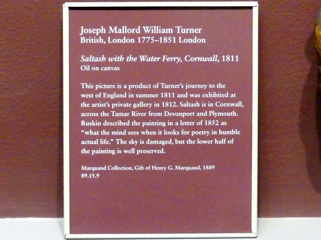 William Turner (Joseph Mallord William Turner) (1801–1845), Saltash mit der Wasserfähre, Cornwall, New York, Metropolitan Museum of Art (Met), Saal 808, 1811, Bild 2/2