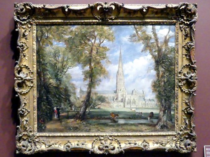 John Constable (1804–1850), Die Kathedrale von Salisbury vom Garten des Bischofs aus, New York, Metropolitan Museum of Art (Met), Saal 808, um 1825