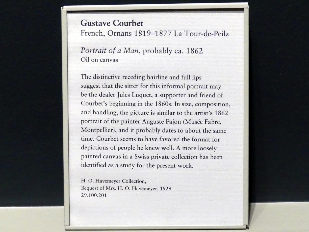 Gustave Courbet (1849–1874), Bildnis eines Mannes, New York, Metropolitan Museum of Art (Met), Saal 809, um 1862, Bild 2/2