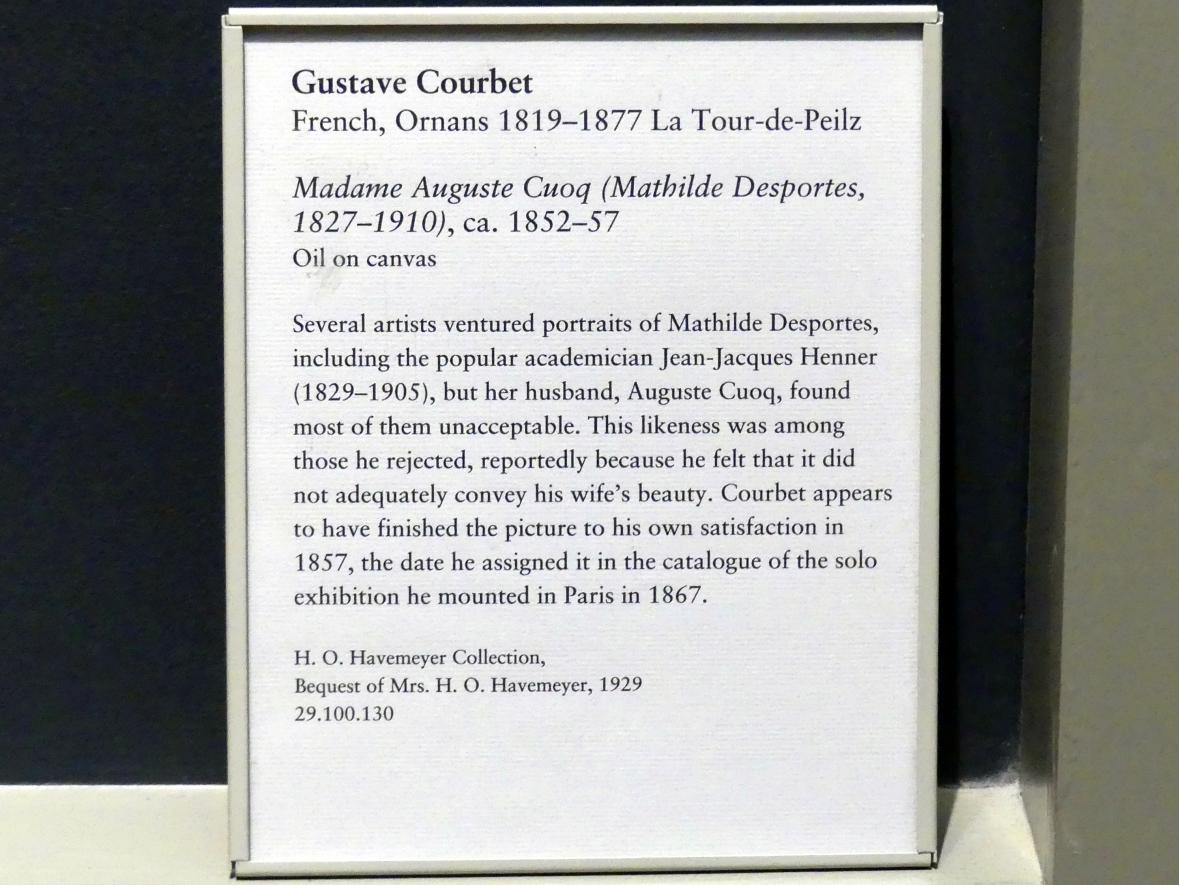 Gustave Courbet (1849–1874), Madame Auguste Cuoq (Mathilde Desportes, 1827-1910), New York, Metropolitan Museum of Art (Met), Saal 809, um 1852–1857, Bild 2/2
