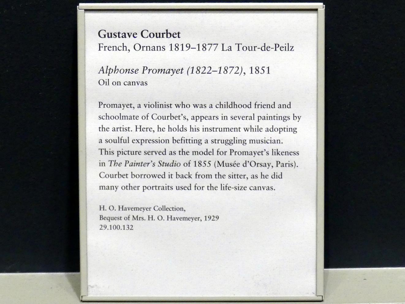 Gustave Courbet (1849–1874), Alphonse Promayet (1822-1872), New York, Metropolitan Museum of Art (Met), Saal 809, 1851, Bild 2/2