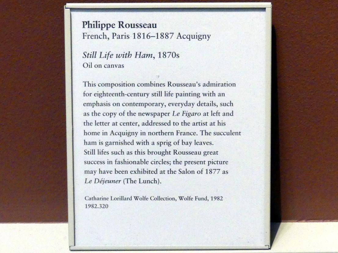 Philippe Rousseau (1875), Stillleben mit Schinken, New York, Metropolitan Museum of Art (Met), Saal 810, um 1870–1880, Bild 2/2