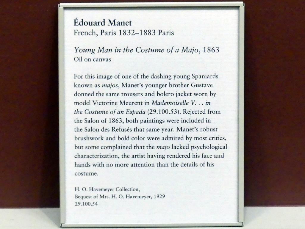 Édouard Manet (1855–1882), Junger Mann im Kostüm eines Majo, New York, Metropolitan Museum of Art (Met), Saal 810, 1863, Bild 2/2