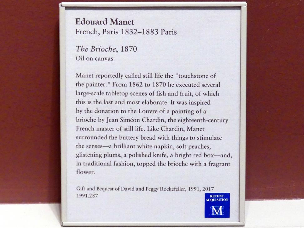 Édouard Manet (1855–1882), Brioche, New York, Metropolitan Museum of Art (Met), Saal 810, 1870, Bild 2/2