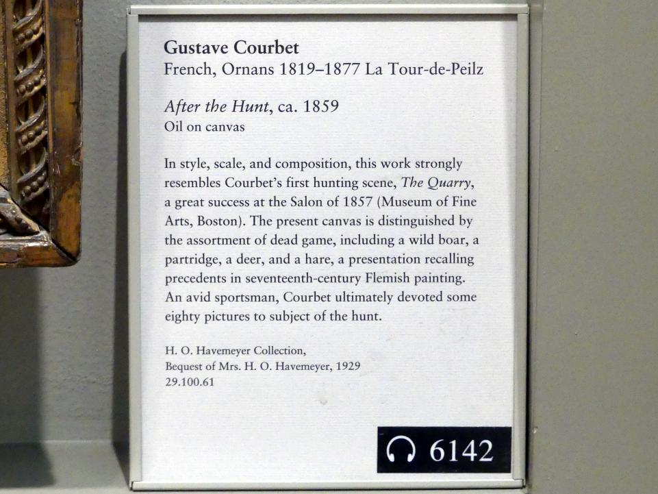 Gustave Courbet (1849–1874), Nach der Jagd, New York, Metropolitan Museum of Art (Met), Saal 811, um 1859, Bild 2/2