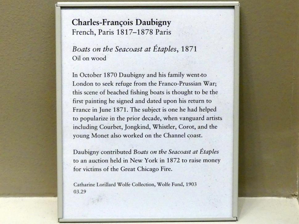 Charles-François Daubigny (1847–1876), Boote an der Küste von Étaples, New York, Metropolitan Museum of Art (Met), Saal 812, 1871, Bild 2/2