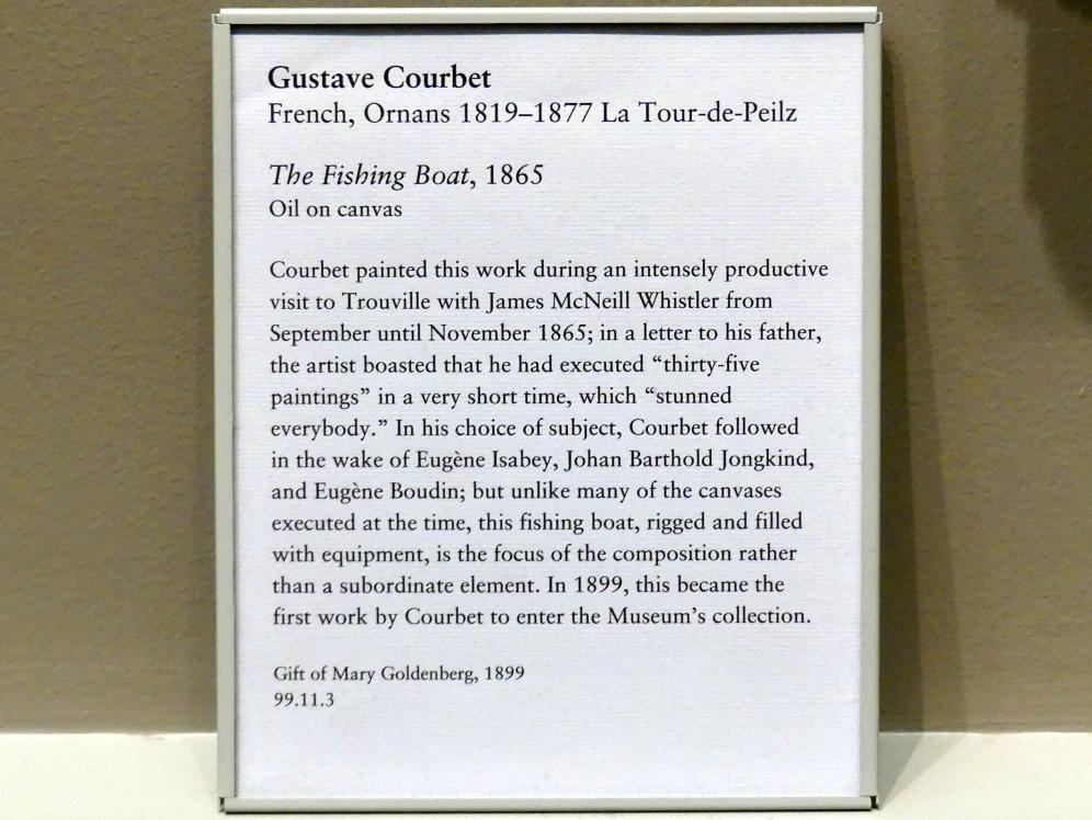 Gustave Courbet (1849–1874), Fischerboot, New York, Metropolitan Museum of Art (Met), Saal 812, 1865, Bild 2/2