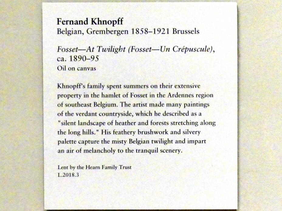 Fernand Khnopff (1884–1902), Fosset - bei Dämmerung, New York, Metropolitan Museum of Art (Met), Saal 813, um 1890–1895, Bild 2/2