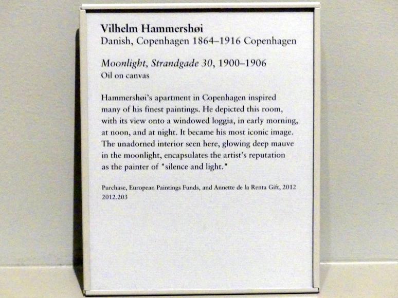 Vilhelm Hammershøi (1885–1912), Mondschein, Strandgade 30, New York, Metropolitan Museum of Art (Met), Saal 813, 1900–1906, Bild 2/2