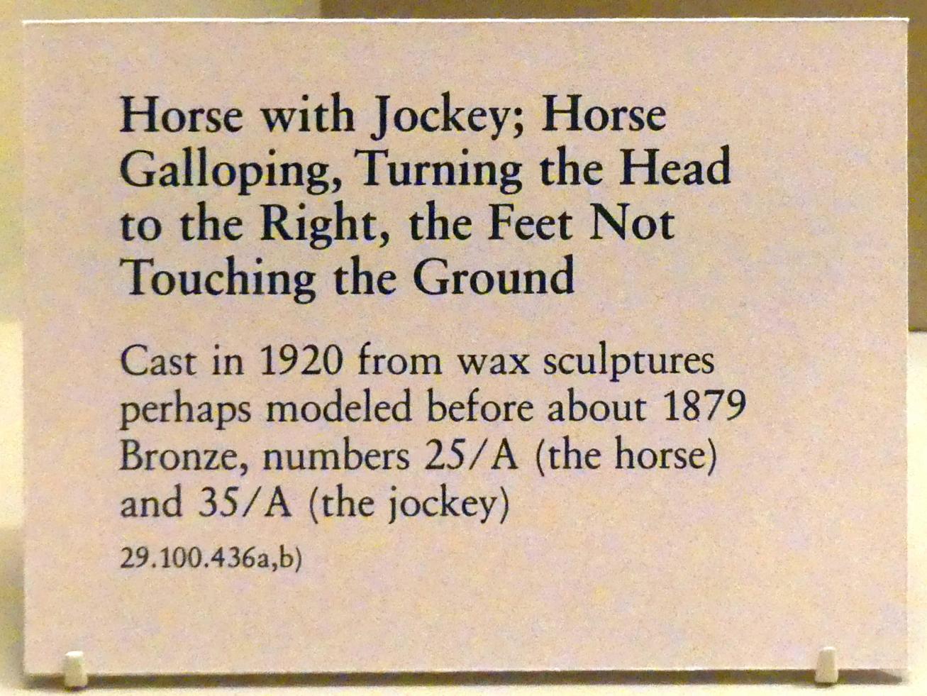 Edgar Degas (1855–1909), Pferd mit Jockey, New York, Metropolitan Museum of Art (Met), Saal 814, vor 1879, Bild 2/2