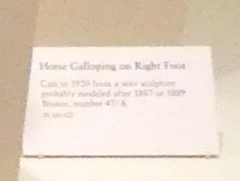 Edgar Degas (1855–1909), Pferd auf rechtem Fuß galoppierend, New York, Metropolitan Museum of Art (Met), Saal 814, nach 1887, Bild 2/2