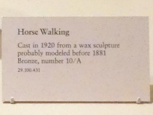 Edgar Degas (1855–1909), Gehendes Pferd, New York, Metropolitan Museum of Art (Met), Saal 814, vor 1881, Bild 2/2