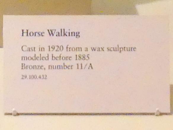 Edgar Degas (1855–1909), Schreitendes Pferd, New York, Metropolitan Museum of Art (Met), Saal 814, vor 1885, Bild 2/2