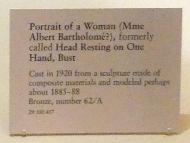 Edgar Degas (1855–1909), Porträt einer Frau (Frau Albert Bartholomé?), New York, Metropolitan Museum of Art (Met), Saal 814, um 1885–1888, Bild 2/2