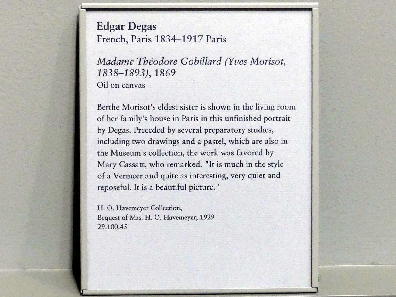 Edgar Degas (1855–1909), Madame Théodore Gobillard (Yves Morisot, 1838-1893), New York, Metropolitan Museum of Art (Met), Saal 815, 1869, Bild 2/2