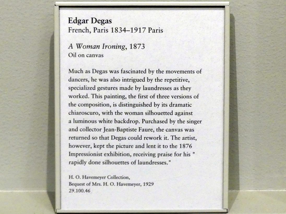 Edgar Degas (1855–1909), Frau beim Bügeln, New York, Metropolitan Museum of Art (Met), Saal 815, 1873, Bild 2/2