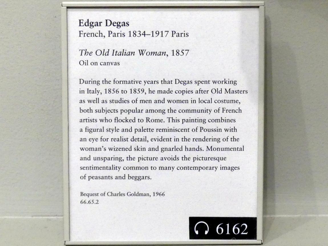 Edgar Degas (1855–1909), Die Alte Italienerin, New York, Metropolitan Museum of Art (Met), Saal 815, 1857, Bild 2/2