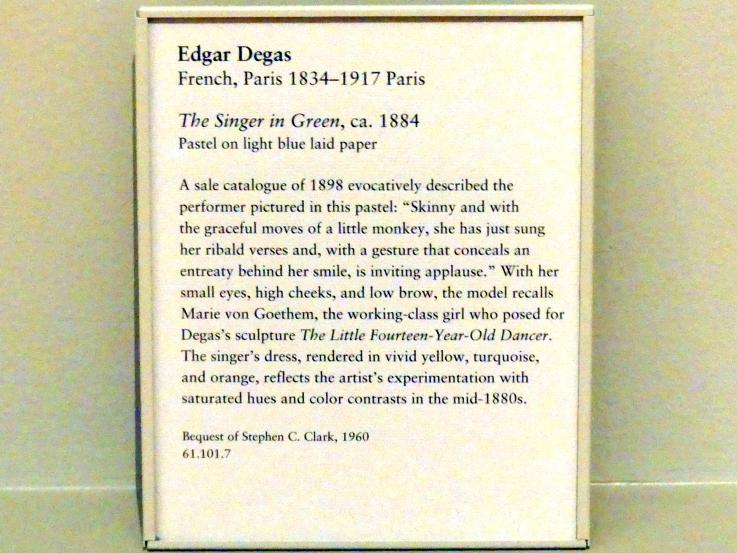 Edgar Degas (1855–1909), Sängerin in Grün, New York, Metropolitan Museum of Art (Met), Saal 816, um 1884, Bild 2/2