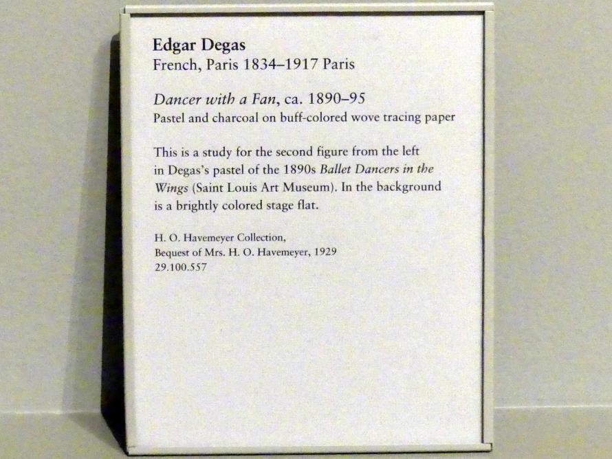 Edgar Degas (1855–1909), Tänzerin mit Fächer, New York, Metropolitan Museum of Art (Met), Saal 816, um 1890–1895, Bild 2/2