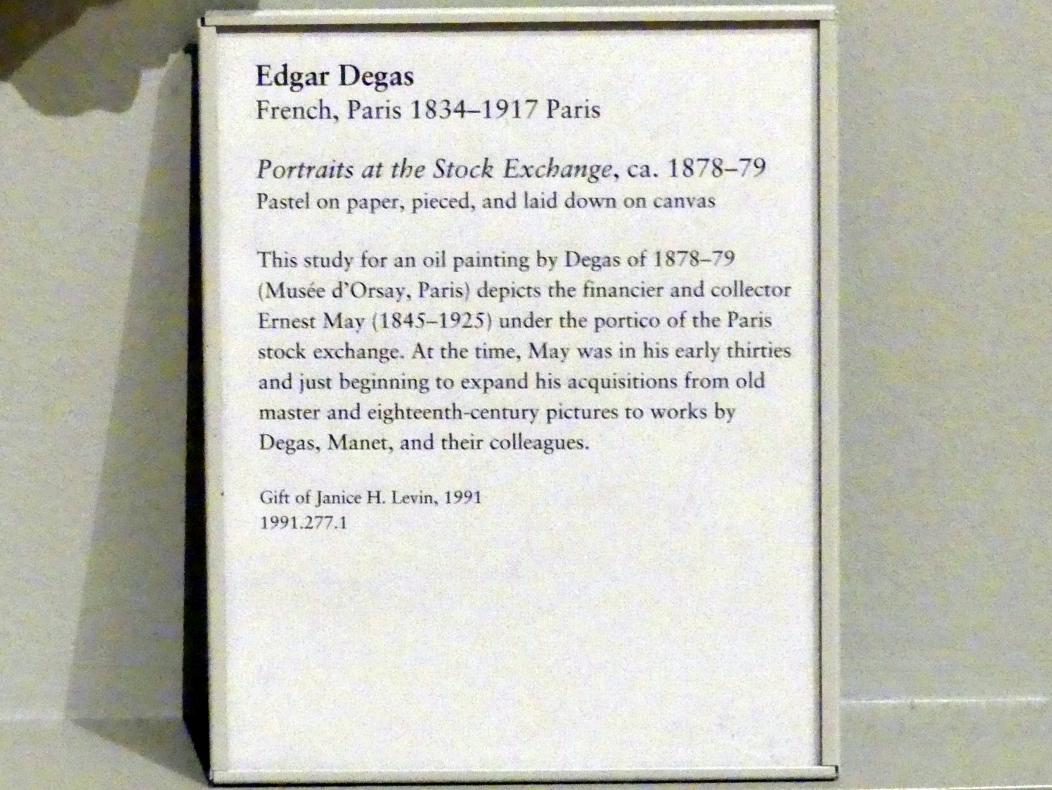 Edgar Degas (1855–1909), Porträts an der Börse, New York, Metropolitan Museum of Art (Met), Saal 816, um 1878–1879, Bild 2/2